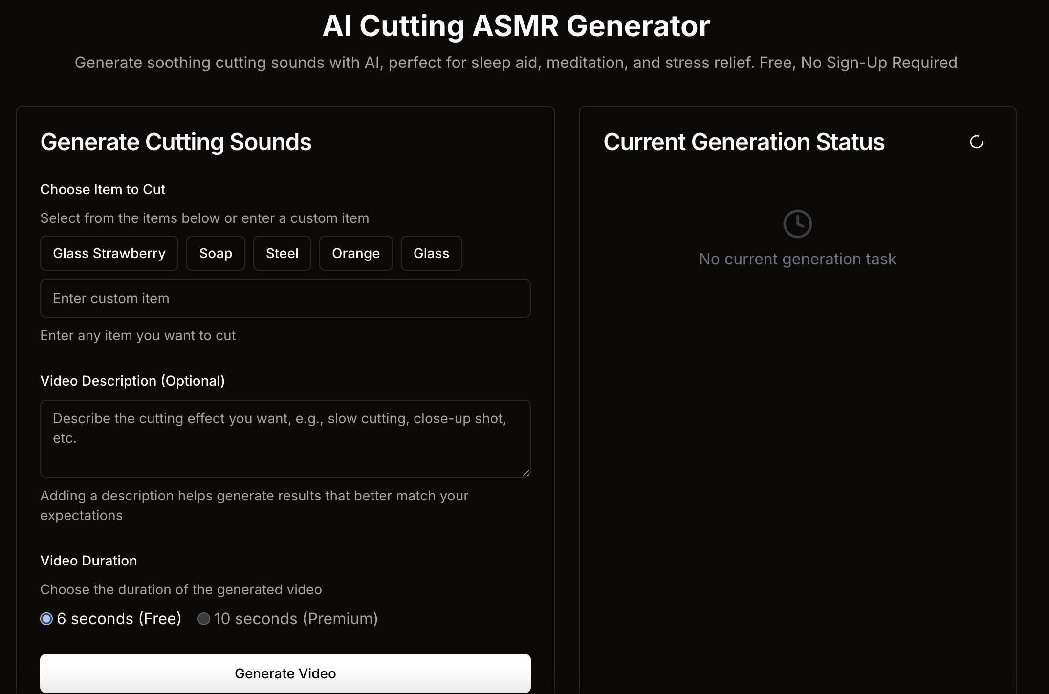 Placeholder — AI ASMR Generator interface